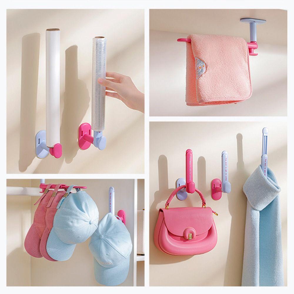 2Pcs Punch-Free Hair Rope Storage Rack Retractable Necklace Bracelet Stand Shower Room