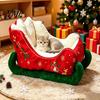 Portable Pet Sleigh Bed Christmas Shaped Bed, Cozy Holiday Cat Dog Sofa Anti?Slip Base Stable Lounge Soft Cushion, Washable Sleeping for Small