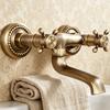 Vintage Copper Wall Mounted Kitchen Faucet - Double Handle Hot & Cold Water Mixer Tap for Home & Bathroom