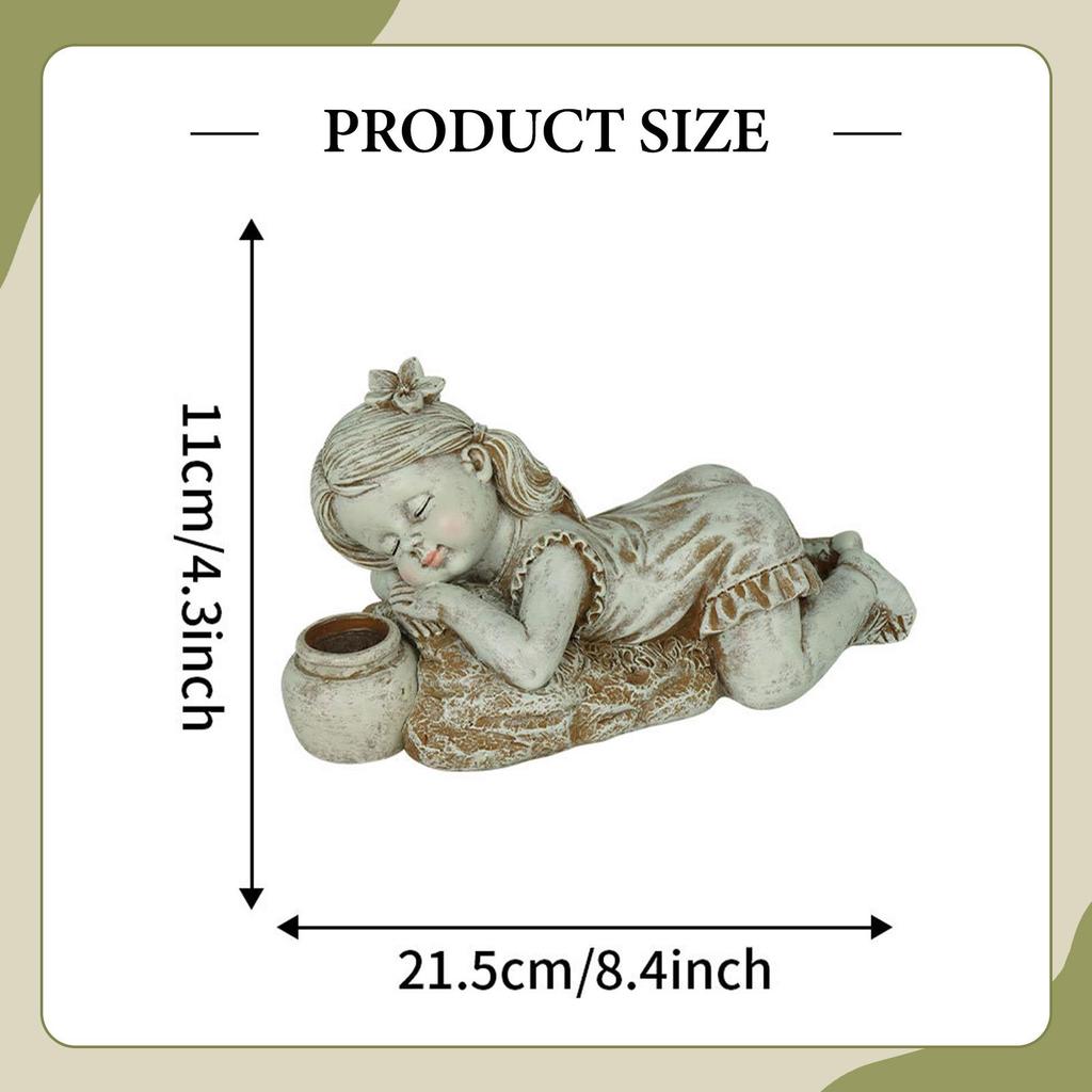 Garden figure child statue garden statue with solar lighting creative lying