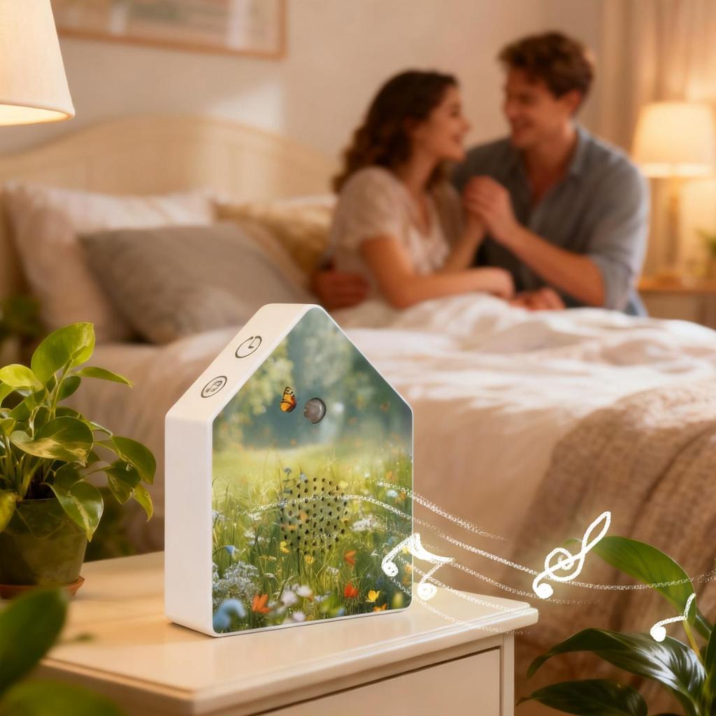 Natural Singing Chirping Bird Box Reed Butterfly Forests Pattern White Noise Music Device With Timer Sensor For Yoga Spa