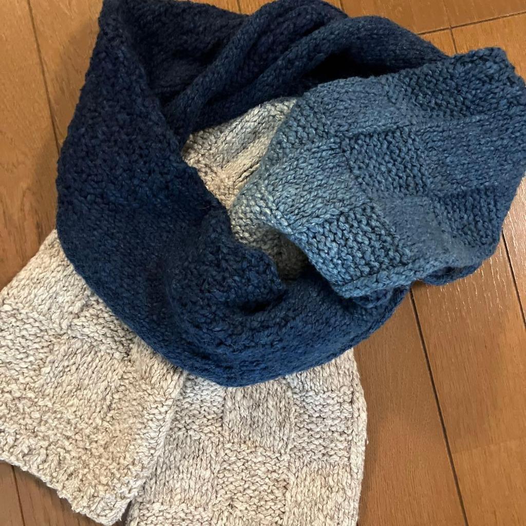 Used 45R 45rpm Indigo Dye Mix Stole Scarf