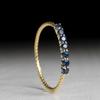 Huitan Thin Band Blue Cubic Zircon Women Rings Gold Color Chic Finger Accessories Daily Wear Fashion Versatile Jewelry Drop Ship