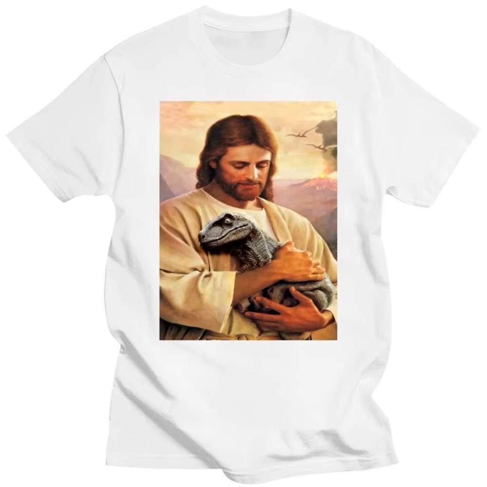 Summer Fashion Tshirt Jesus Raptor T Shirt Men Brand T-shirt Jesus Raptor Jesus Raptor Trend Trending Male Cotton Teeshirt