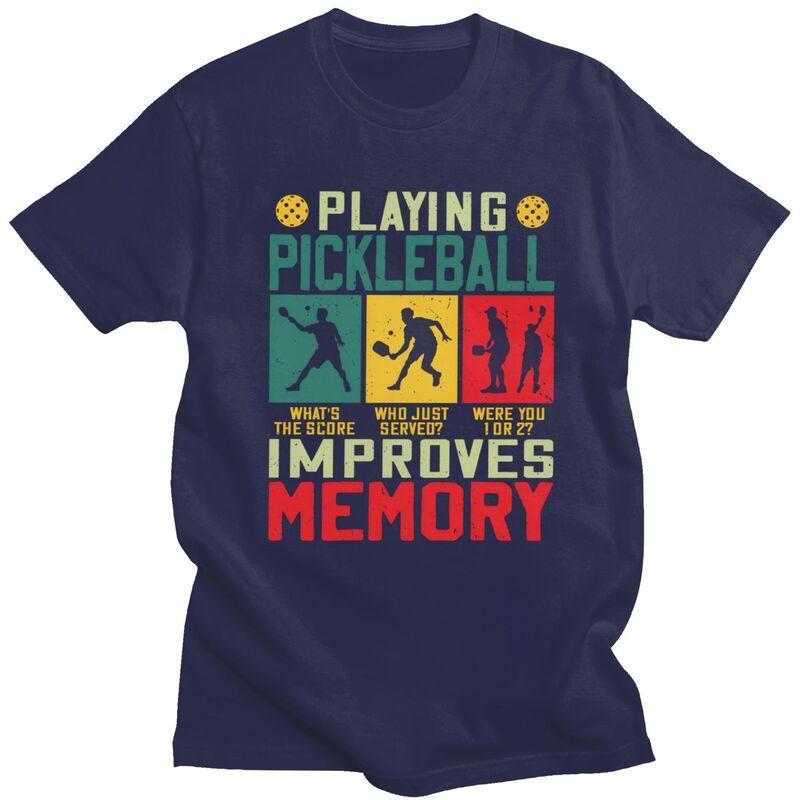 

Funny Playing Pickleball Improves Memory Tshirt for Men Short Sleeve T Shirt Cool Tshirts 100 Cotton Tee Valentines Day Gift 4XL