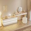 Elegant Solid Wood Vanity Table with Integrated Mirror and Drawers for Bedroom