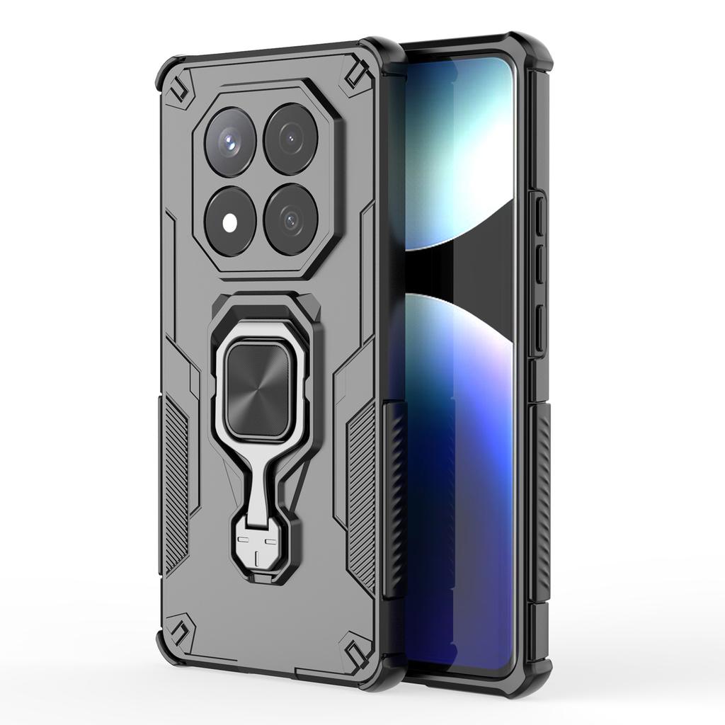 For Xiaomi Redmi Note 14 Pro 5G Case Rotatable Ring Kickstand PC+TPU Shockproof Phone Cover