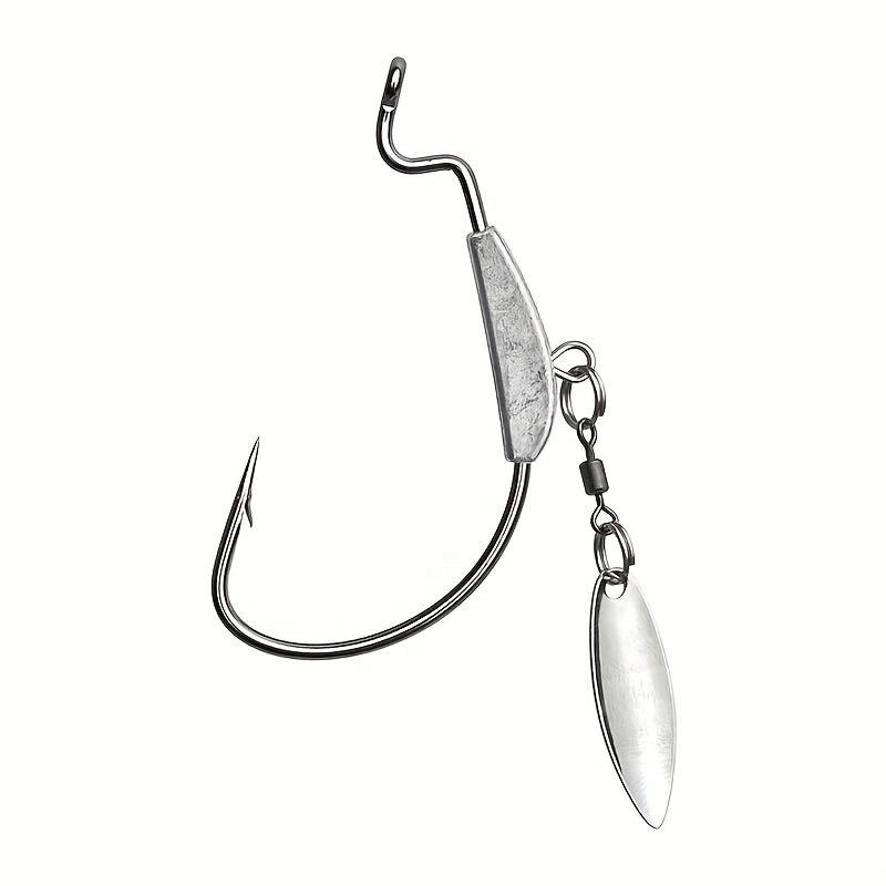 5pcs Heavy-Duty Lead Curved Fishing Hooks with Swivel Lead Head - Hook Point for Catfish, Carp, Pike, Trout - Sinkable Soft Bait for Texas Rig