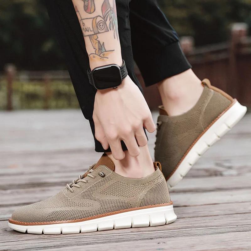 Klassische, atmungsaktive Herren-Freizeitschuhe mit Dämpfung, farblich abgesetztem Design, vielseitige Sneaker, leichte Schuhe