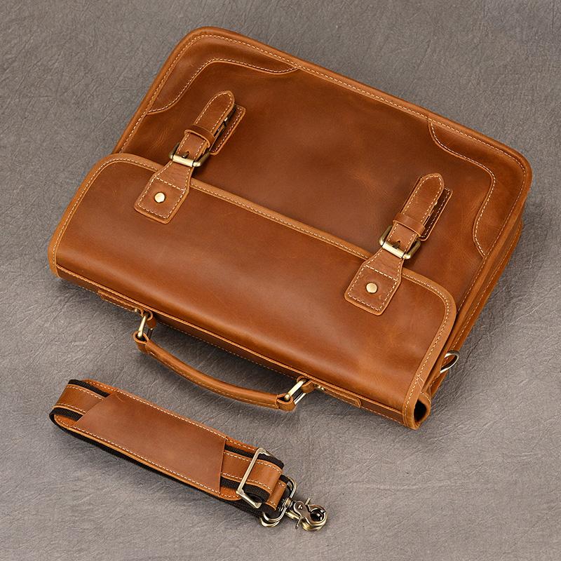 New Designer Leather Laptop Briefcase Genuine Leather Men's Computer Bag Working Handbags Tote Bag Man Male 14 Inch Shoulder Bag