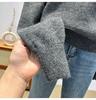 Women's Lace Off-The-Shoulder Long-Sleeve Knit Sweater Coat - Faux Two-Piece Design for Autumn/Winter