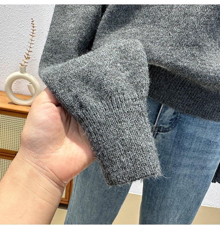 Women's Lace Off-The-Shoulder Long-Sleeve Knit Sweater Coat - Faux Two-Piece Design for Autumn/Winter