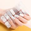 16Tips DIY Baking-Free Nail Stickers Shiny French Stripes Nail Patch Full Cover Adhesive Nail Wraps Manicures Decoration Decal
