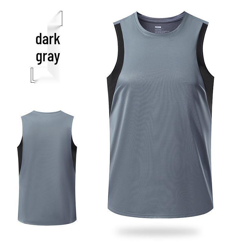 Men s Quick-Dry Loose-Fit Sleeveless Running Tank Top XXL темно-серого