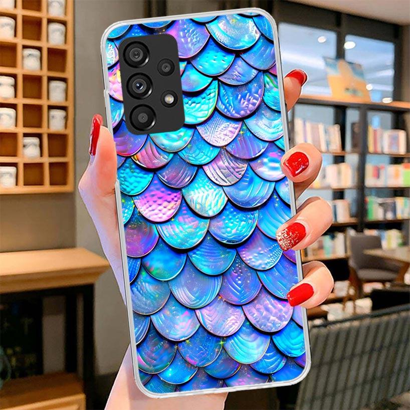 Fish Scale Pattern Mermaid Phone Case For Samsung Galaxy A12 A22 A32 A52 A72 A02S Phone Case Note 20 Ultra 10 S10 Plus A51 A71 A