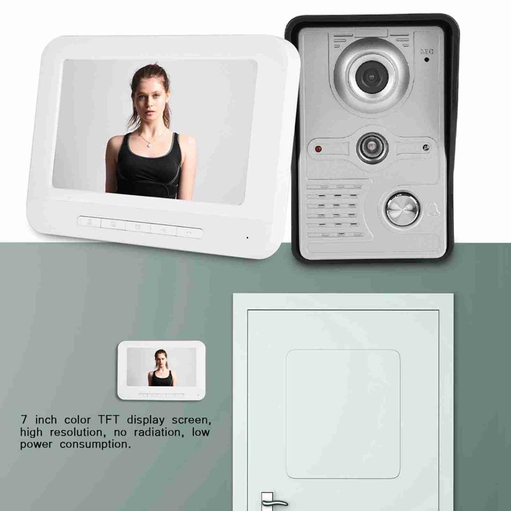 7 Inch Color Video Camera Door Ring Intercom Waterproof Video Doorbell Kit