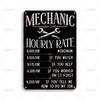 Vintage Mechaniker Stundenlohn Metallposter Blechschild Schraubenschlüssel Metallschilder für Männerhöhle Garage Bauernhof Garten Haus Wanddekor Plakette