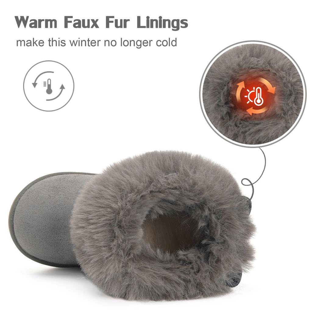 KVbabby Winter Lammfellstiefel für Mädchen und Niedliche Hasenohren Größen Kinderstiefel, Jungen, Design, Rutschfest, Flauschig, Warm, 13.0-17.5cm