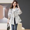 Lockerer lässiger Trenchcoat Lang Damen Windbreaker Jacke Damen mit Kapuze Bedruckte Oberbekleidung Tops Frühling Herbst Neu Damen Regenmantel