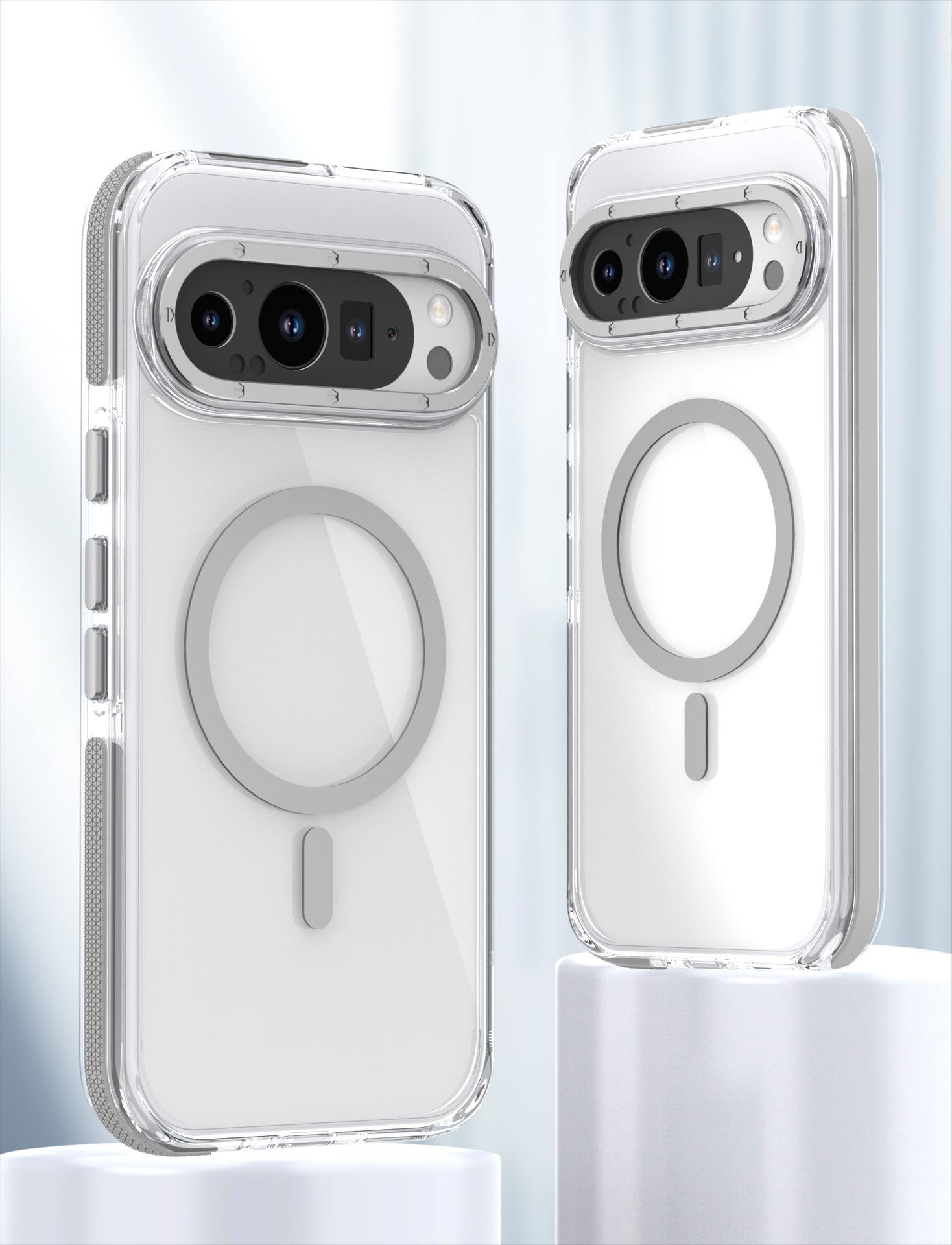 

Compatible Google Pixel 10 Pro/XL Magnetic Two-Color Case with Pixel 9 Transparent Cover Pixel 10 Pro серый