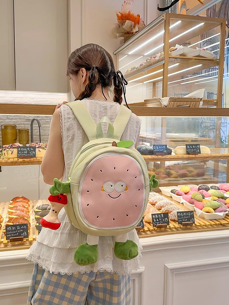 2025 Cute Watermelon Backpack for Girls - Large Capacity Schoolbag: Fresh and Casual Design