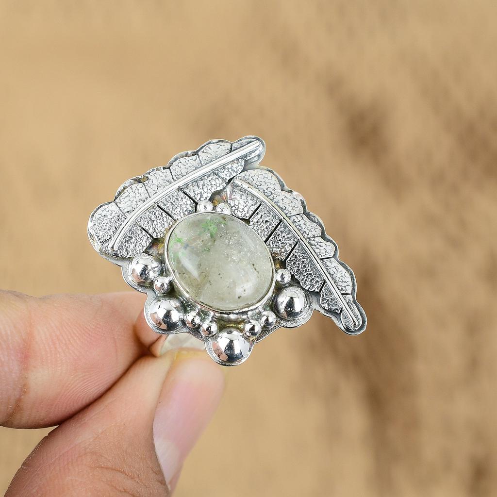 Gift For Her 925 Silver Natural Crystal Quartz Gemstone Promise Adjustable Ring