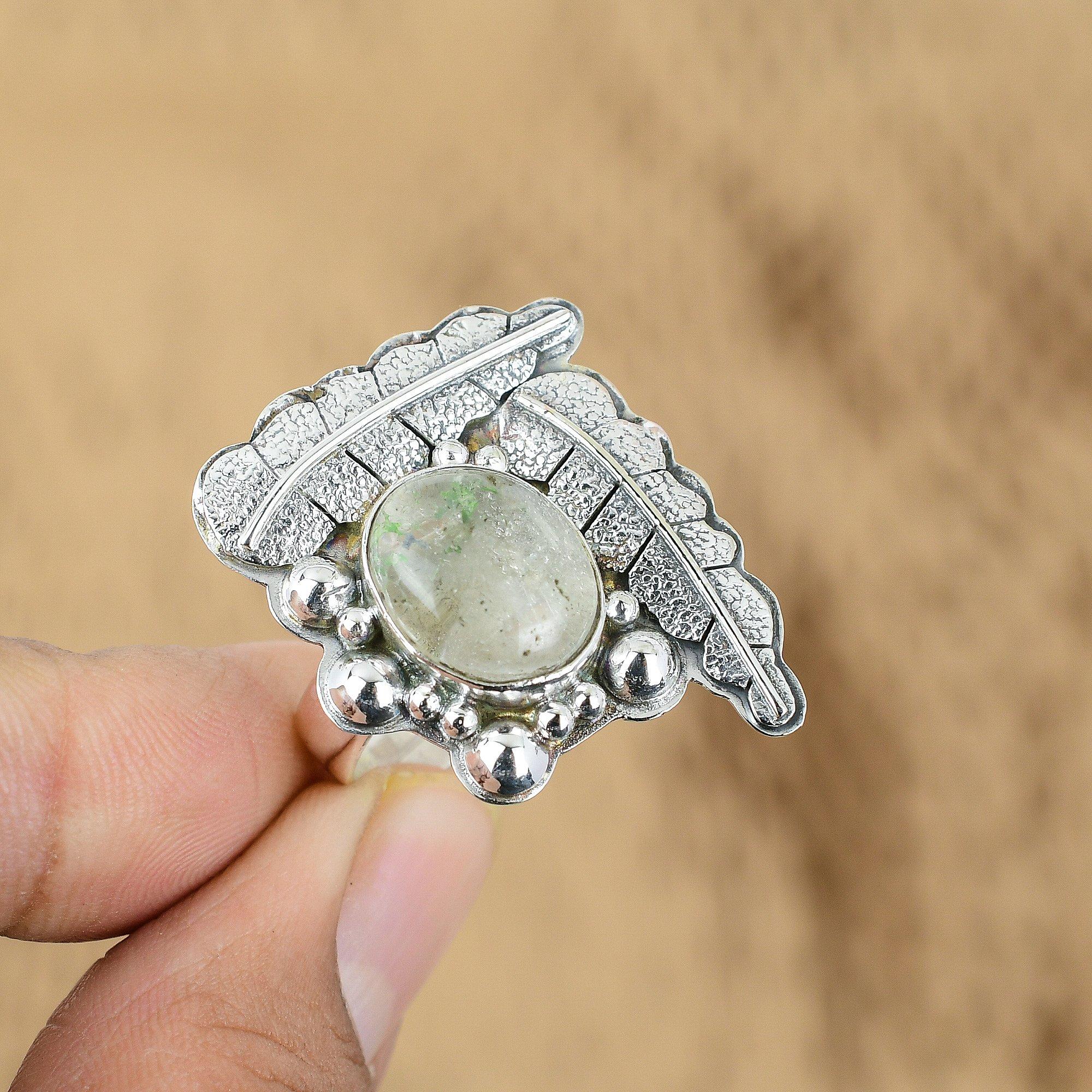 

Gift For Her 925 Silver Natural Crystal Quartz Gemstone Promise Adjustable Ring Yes
