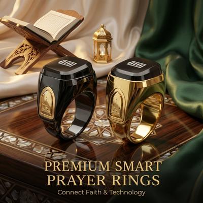 Smart APP Prayer Ring Counter  Prayer Time Vibration Reminder,Portable Wearable Smart Tasbih Muslims Zikr Prayer Ring USB Charge