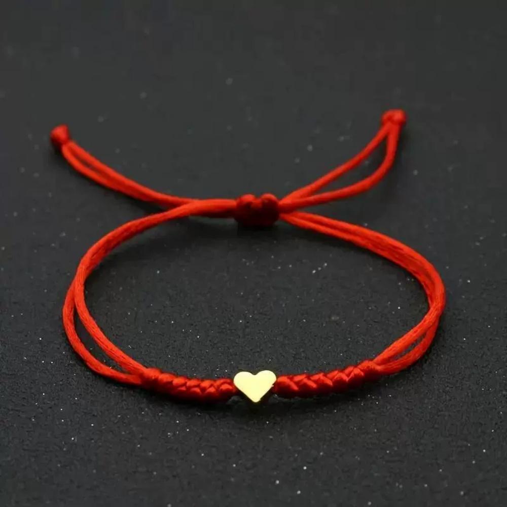 Hot Golden Silvery Heart Braided Rope Adjustable Bracelet Unisex Trendy Fashion Simple Versatile Couple Jewelry Gift Wholesale