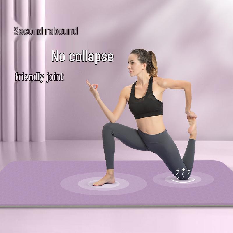 Widened Double Layer Non-Slip TPE Yoga Mat, Thick Fitness Mat, Soundproof Jump Rope & Home Dance Mat