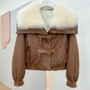 Winter Faux Fox Fur Down Cotton-Padded Jacket Women's Outerwear Fashion Slim Warm Biker Fur Mao Mao Thicke Parka Coat