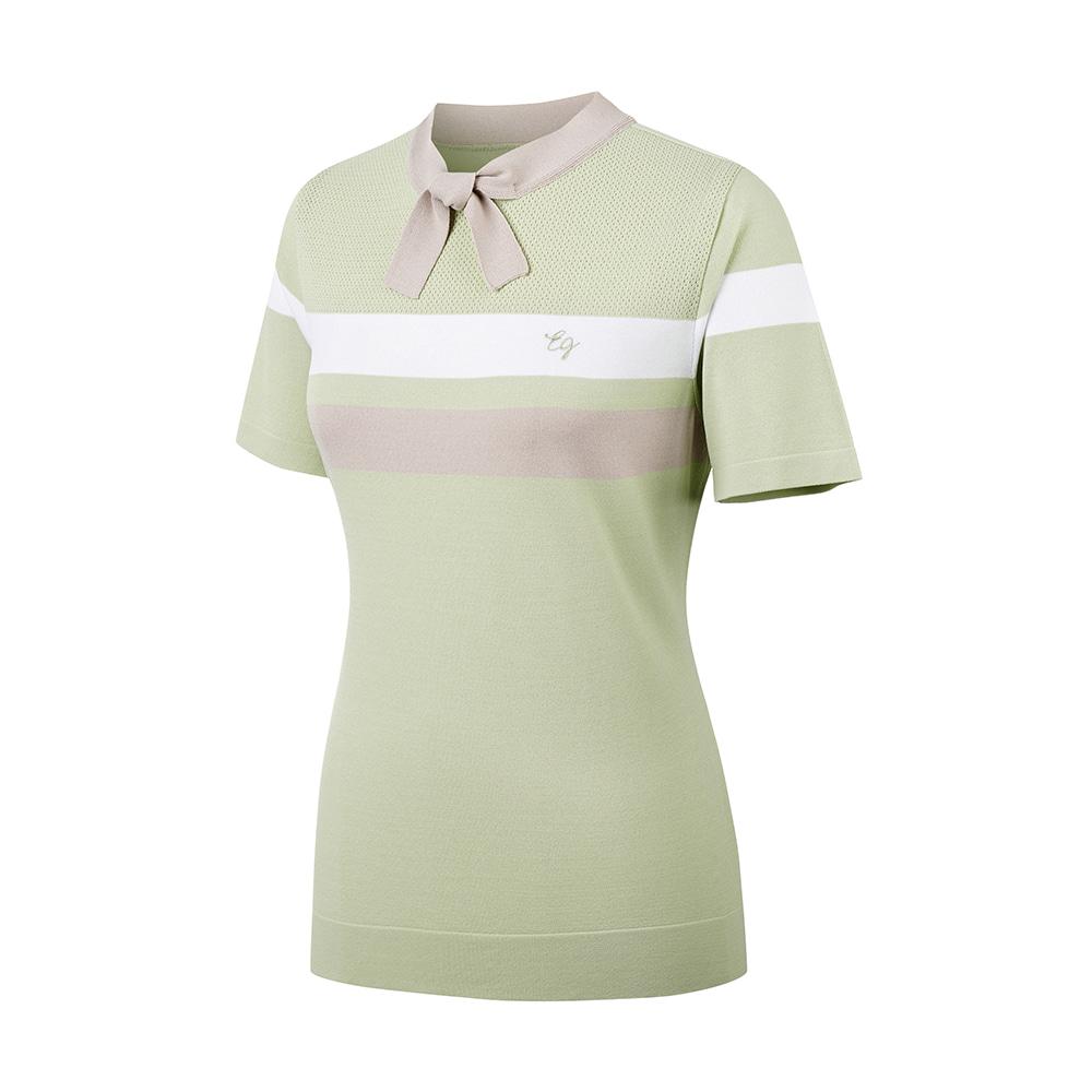 ELLE GOLF Women'S Chest Line Detail Short Sleeve Sweater_6I43604