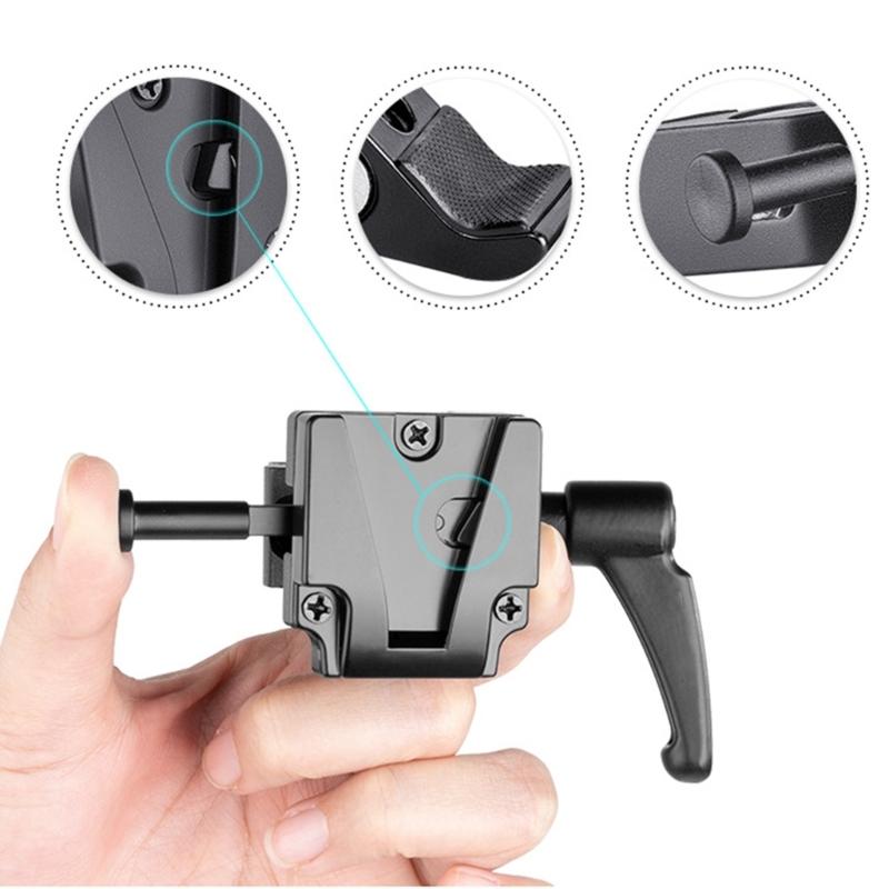 V Lock Mount Battery Adapter with Super Crabbing Clamp Aluminum Mount Accessories for SLR Camera Tripod Light Stand Rod