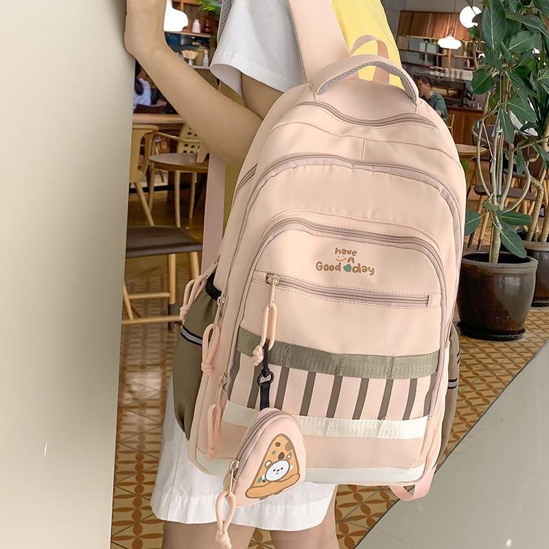 School bag high school girls school bag new nylon university computer backpack junior high school student travel college wind backpack