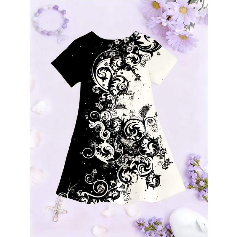 

3D Digital Fashion Fantasy Girl Casual Short Sleeve Dress Forest Dinosaur Holiday Spring Summer Birthday Party 170