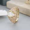Aesthetic Inlaid Imitation Opal White CZ Women's Ring Sparkling Gold Color Geometry Daily Wear Party Jewelry Anniversary Gift