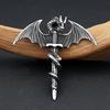 New Vintage Pterodactyl Holy Sword Shape Pendant Necklace Stainless Steel Hip Hop Biker Animal Party Jewelry Male  Gifts