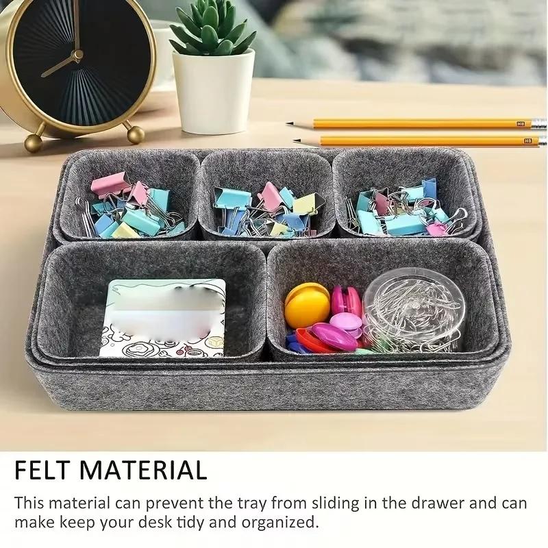 8 Piece Drawer Storage Box Set Felt Desktop Organizer One Piece Molded Organization Kit Snack Container System