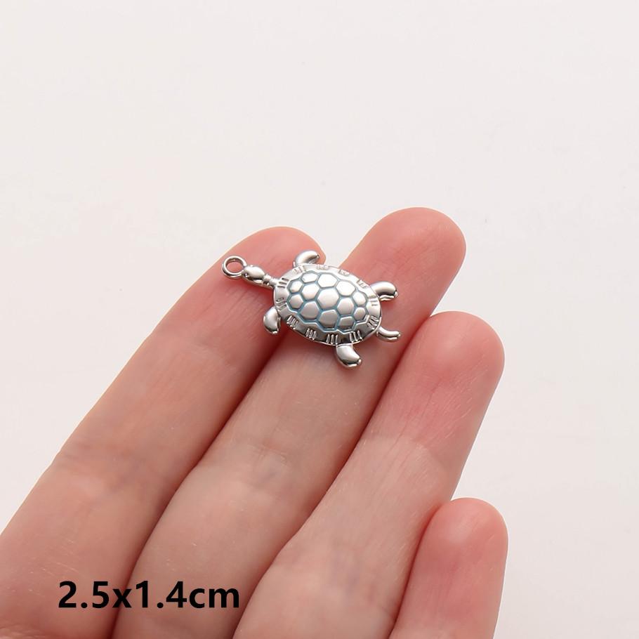 6pcs Enamel Marine Animal Starfish Fish Tail Sea Turtle Stainless Steel Charms For Jewelry Making Bulk Handmade Keychain Pendant