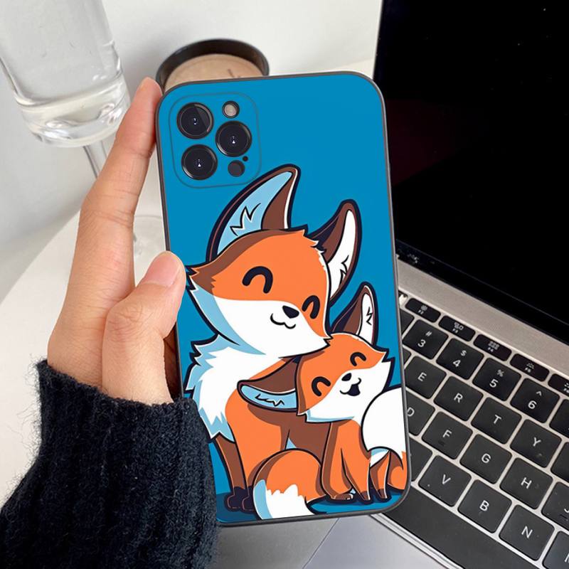 Cartoon Animal Fox Phone Case For iPhone 14 11 12 13 Mini Pro XS Max Cover 6 7 8 Plus X XR SE 2020 Funda Shell