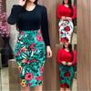 Elegant Plus Size Ladies Short/long Sleeve Floral Boho Women Party Bodycon Maxi Dress