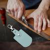 [PATIKIL] Leather Key Fob Leather Keychain 4 Pcs Keyrings DIY Key Chain Holder Home Off for Car Key ID Key Card Air Tag Blue