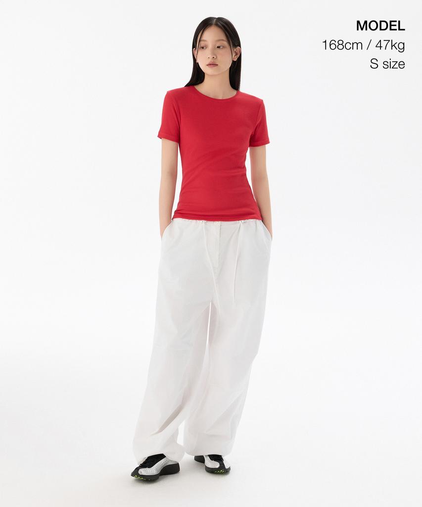 MUSINSA STANDARD WOMAN Women'S Ribbed Slim Fit T-Shirt [Red]
