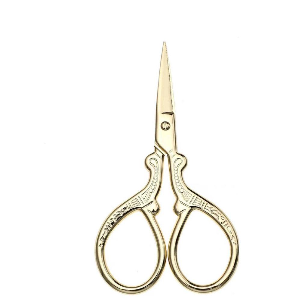 Creative Gold Crane Retro Titanium Thread Scissors for Cross Stitch and Tea Art