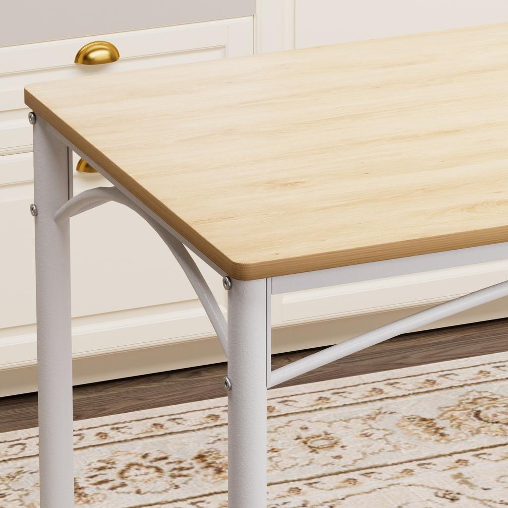 Dining table set, bar table with 4 dining chairs, industrial breakfast table for kitchen, living room, natural color and white, 110cm*60cm*76.5cm