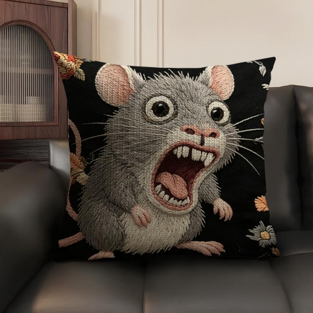 2D Scream Tiere Retro Kissenbezug Natürlicher Leinen Bio-Stoff Beidseitiger Druck Sofa Heimdekor Geschenk Kissenhülle