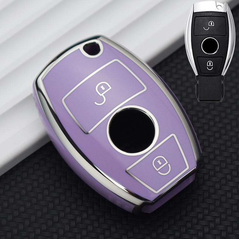 Cu 2 butoane TPU Husa pentru chei de masina Protector Shell Fob pentru Mercedes Benz ABCER Class GLS GLA GLK GLC CLS CLA AMG W204 W205 W212 W463 W176 Accesorii