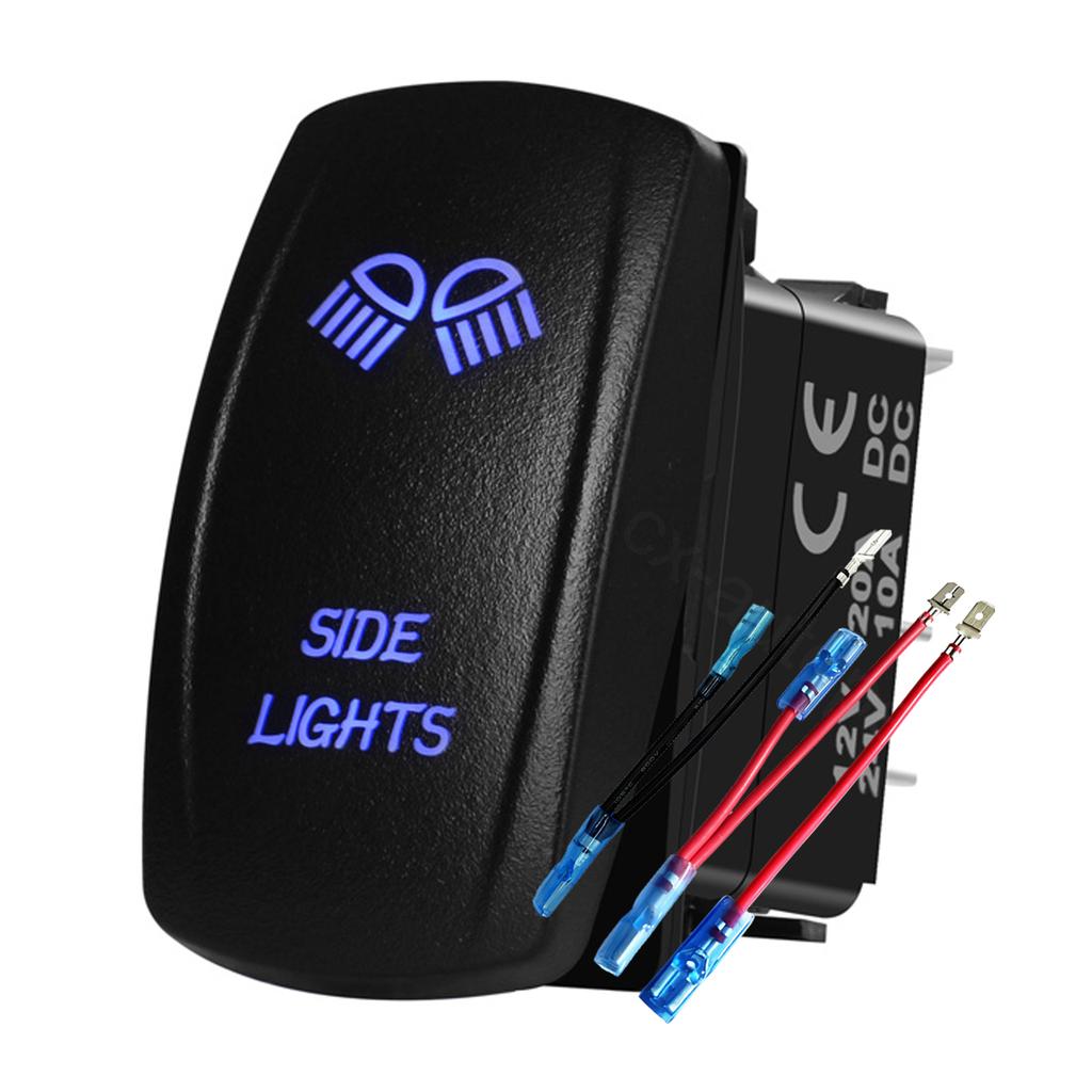 12V 24V Boat Trim Tabs Switch (ON)-OFF-(ON) Momentary Rocker Switch Waterproof Blue Light ON-OFF Toggle Switch With Harness Switches4