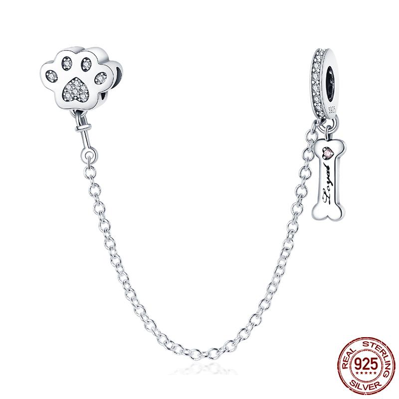 Real 925 Silver Stars & Moon Sunflower Safety Chains Spacer Beads Charms Fit Qikaola 925 Bracelets DIY Jewelry