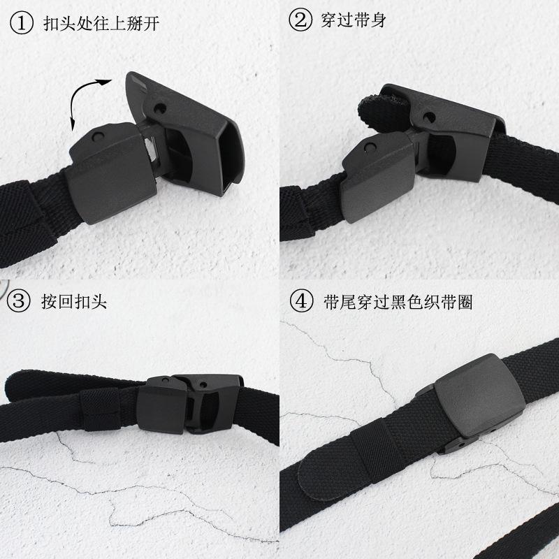 Unisex Canvas Belt Plastic Metal-Free Anti-Allergic Automatic Buckle Women'S Casual Jeans Belt